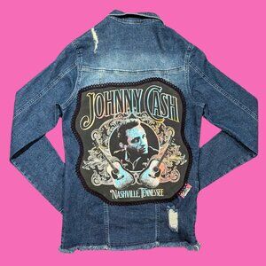 Johnny Cash T-Shirt Denim Jacket Size S for Women